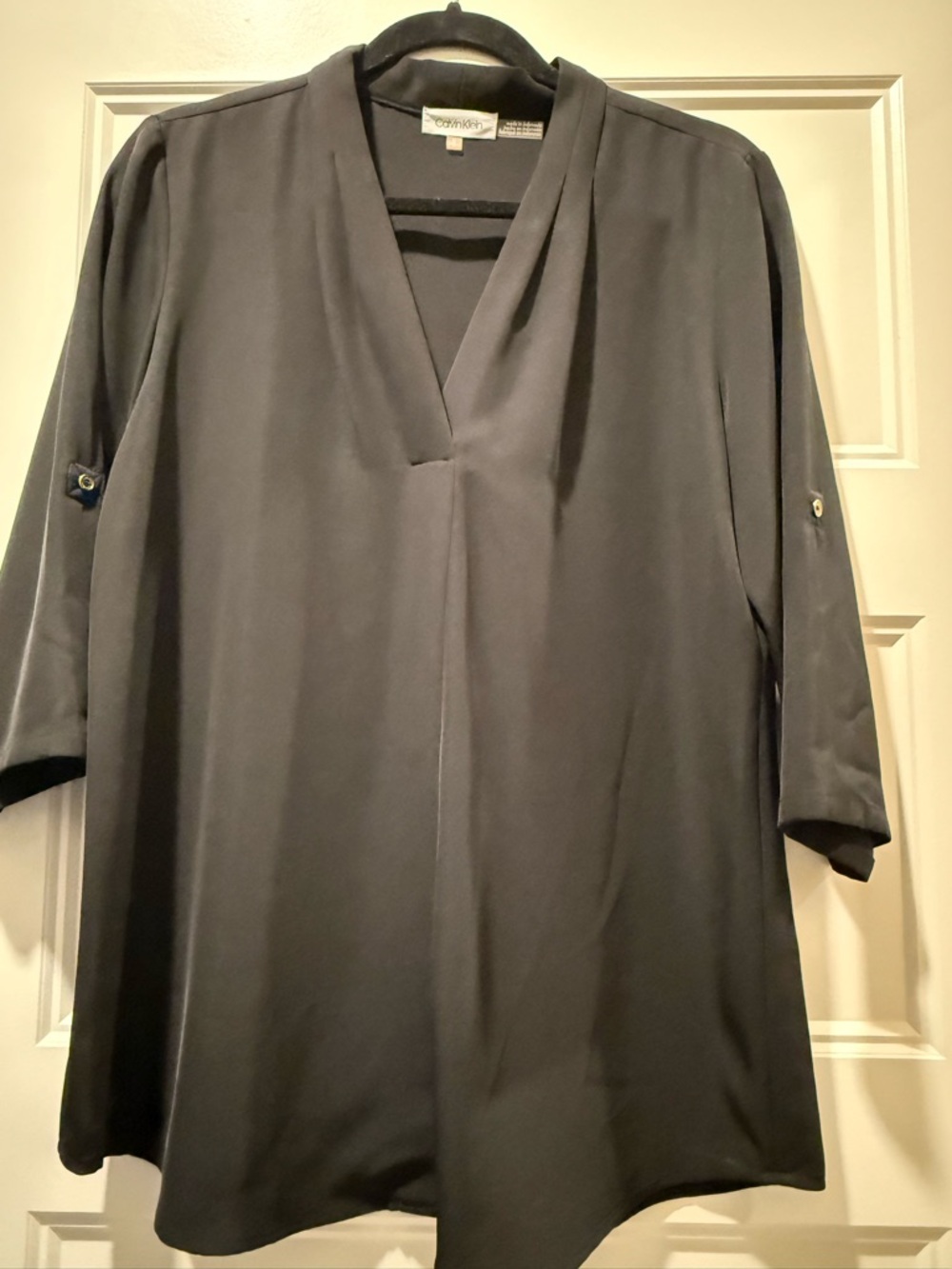 Calvin Klein Black V-Neck Blouse